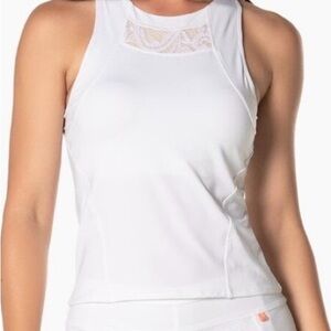 Lucky in Love White Lace Accent Tank Top